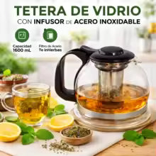 Tetera de cristal con sistema de separación