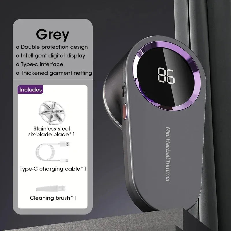Rechargeable Fabric Shaver — Electric Lint & Pill Remover, LED Display