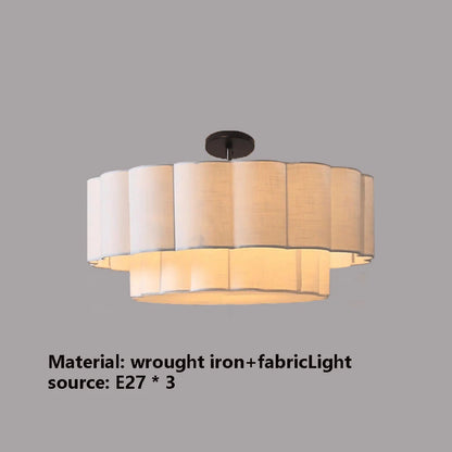 Modern dining room living room ceiling lamp chandelier bedroom round off-white fabric interior decoration lamps