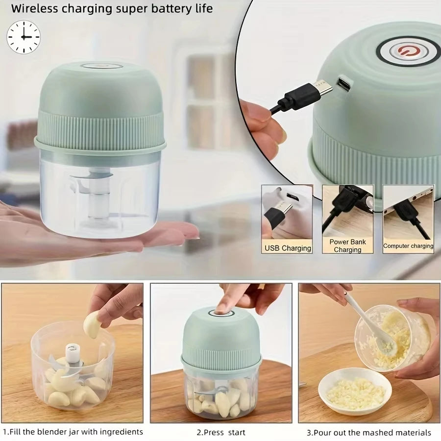 Cordless Electric Food Chopper — 260ml, One-Button