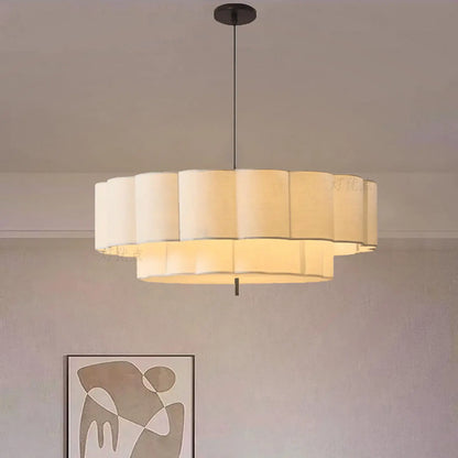 Modern dining room living room ceiling lamp chandelier bedroom round off-white fabric interior decoration lamps