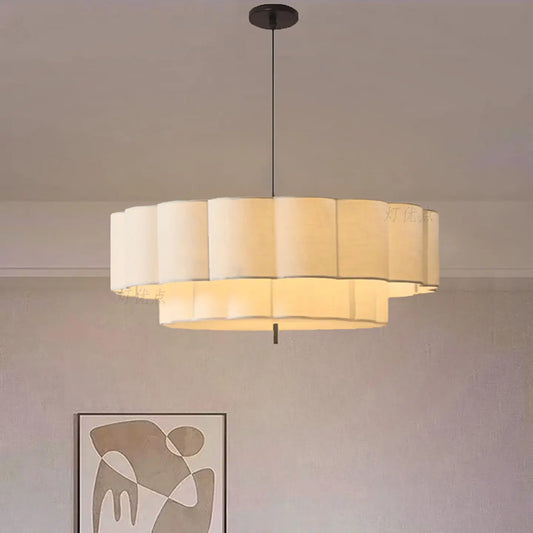 Modern dining room living room ceiling lamp chandelier bedroom round off-white fabric interior decoration lamps