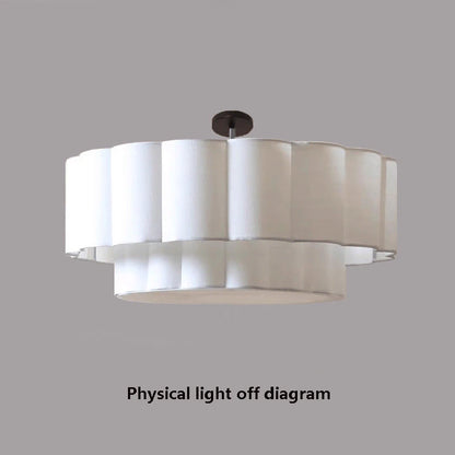 Modern dining room living room ceiling lamp chandelier bedroom round off-white fabric interior decoration lamps