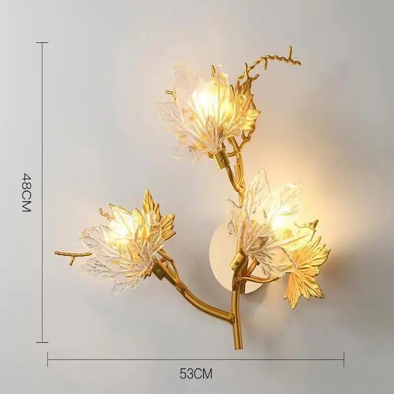 Maple Leaf Crystal Chandelier — Dimmable LED, Gold Finish