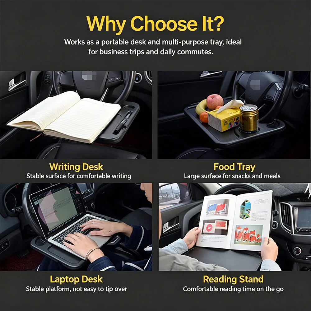 Car Steering Wheel Dining Table, Car Dining Tray, Multifunctional Car Tray