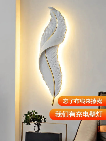 Feather Wall Lamp — Light Luxury LED, Nordic Style