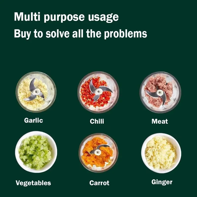 Cordless Electric Food Chopper — 260ml, One-Button