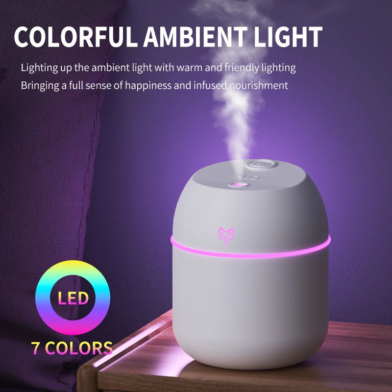Mini USB Desktop Humidifier — 220ml, Quiet Cool Mist