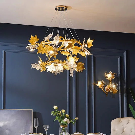 Modern Living Room Maple Leaf Crystal Chandelier Atmosphere High-end Designer Living Room Dining Room Bedroom Light