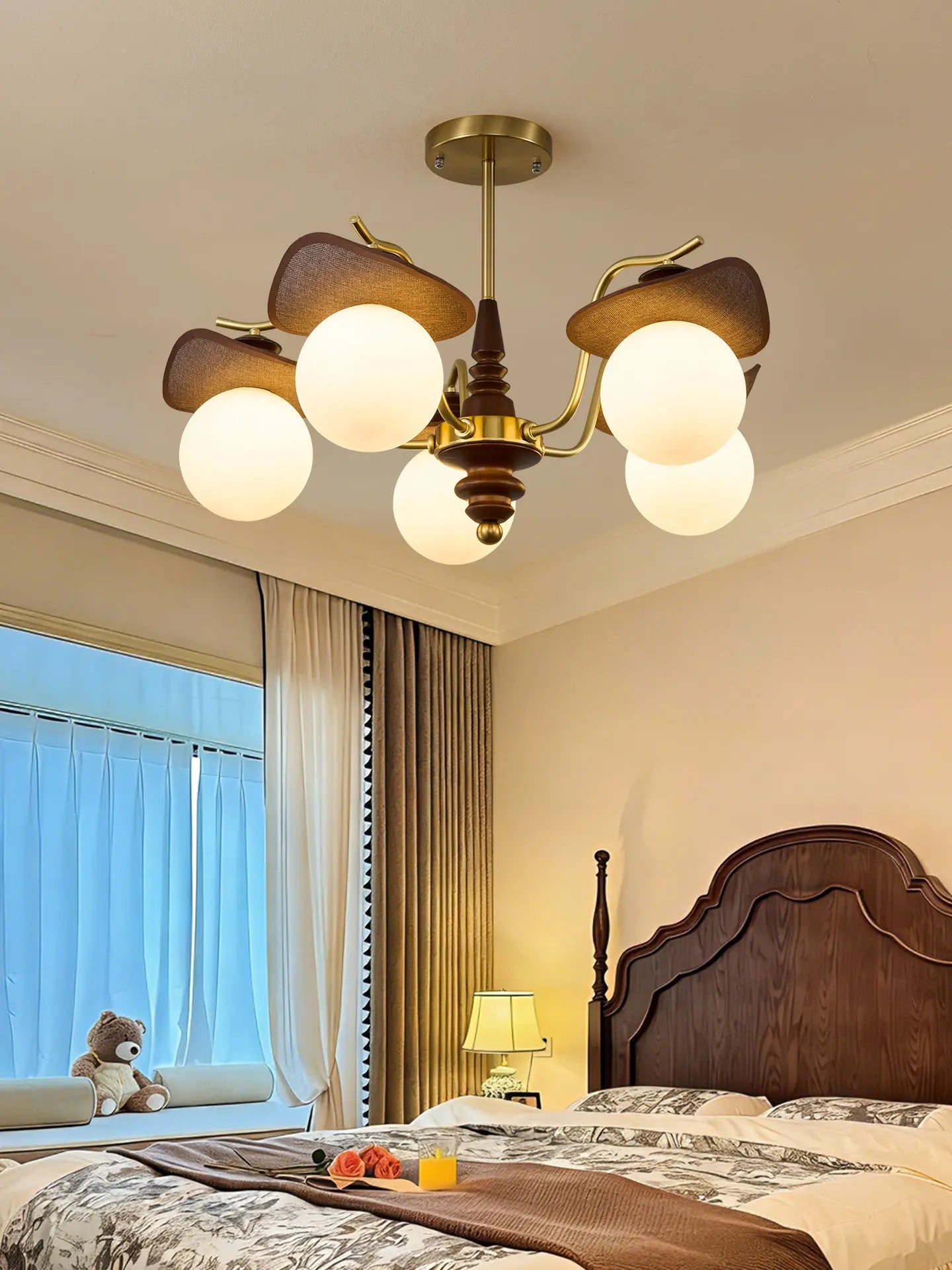 Living Room Lamp Magic Bean Pendant Light French Antique Style Retro High-End Feeling Glass Wabi Sabi Style Lighting Fixture LED