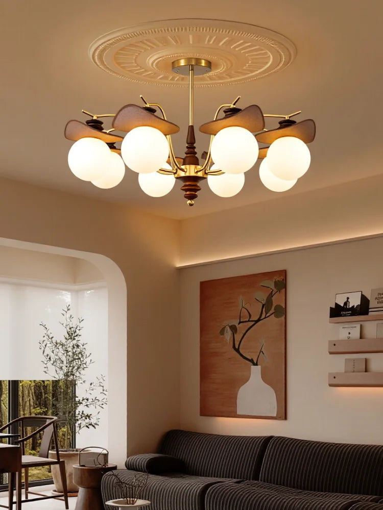 Living Room Lamp Magic Bean Pendant Light French Antique Style Retro High-End Feeling Glass Wabi Sabi Style Lighting Fixture LED