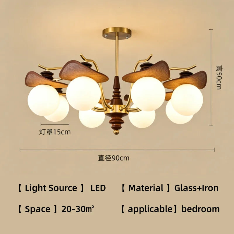 Living Room Lamp Magic Bean Pendant Light French Antique Style Retro High-End Feeling Glass Wabi Sabi Style Lighting Fixture LED