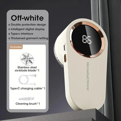 Rechargeable Fabric Shaver — Electric Lint & Pill Remover, LED Display