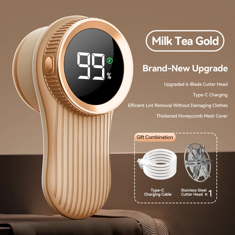 Rechargeable Fabric Shaver — Electric Lint & Pill Remover, LED Display