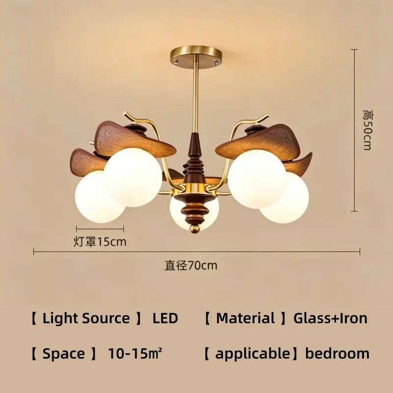 Living Room Lamp Magic Bean Pendant Light French Antique Style Retro High-End Feeling Glass Wabi Sabi Style Lighting Fixture LED