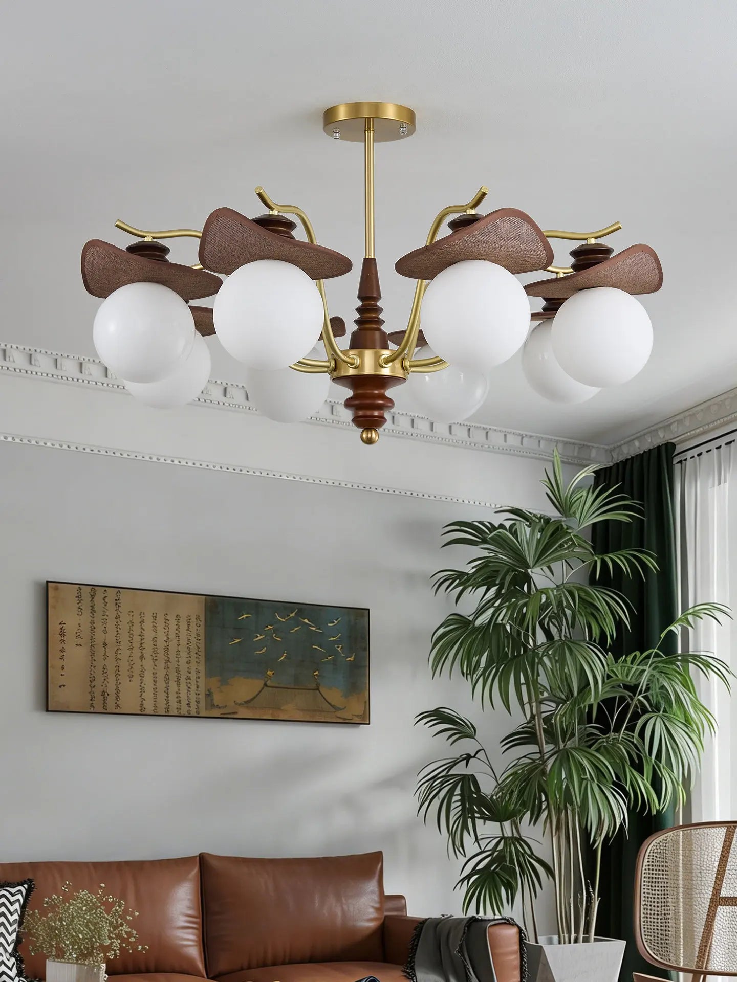 Living Room Lamp Magic Bean Pendant Light French Antique Style Retro High-End Feeling Glass Wabi Sabi Style Lighting Fixture LED