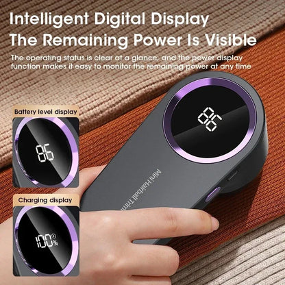Rechargeable Fabric Shaver — Electric Lint & Pill Remover, LED Display