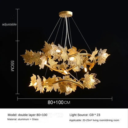 Modern Living Room Maple Leaf Crystal Chandelier Atmosphere High-end Designer Living Room Dining Room Bedroom Light