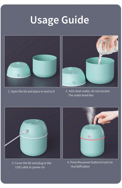 Mini USB Desktop Humidifier — 220ml, Quiet Cool Mist