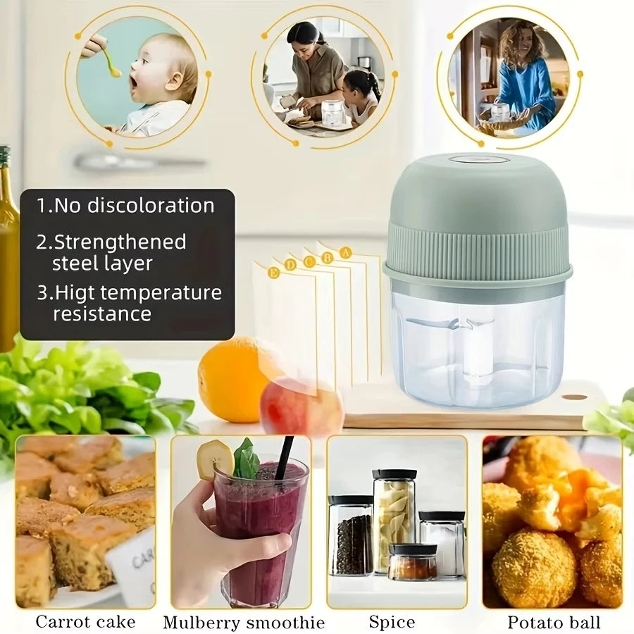 Cordless Electric Food Chopper — 260ml, One-Button