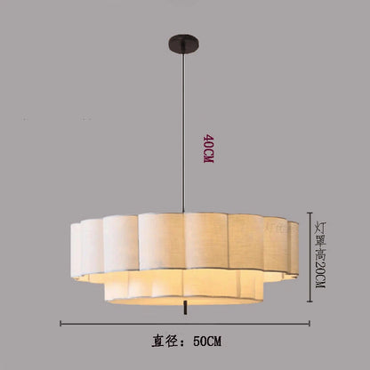 Modern dining room living room ceiling lamp chandelier bedroom round off-white fabric interior decoration lamps
