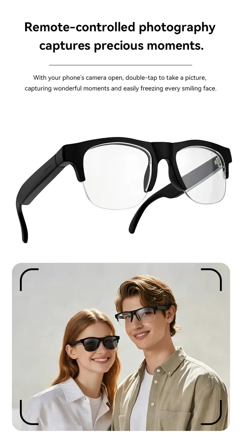 AI Smart Glasses — Bluetooth Camera, Open-Ear Audio & Voice Assistant