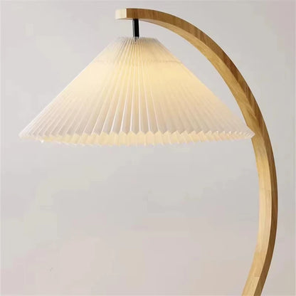 Room Decoration Floor Lamp Atmosphere Living Room High-End Feeling Bedroom Study Pleated Solid Wood Antique Standing Table Lamp
